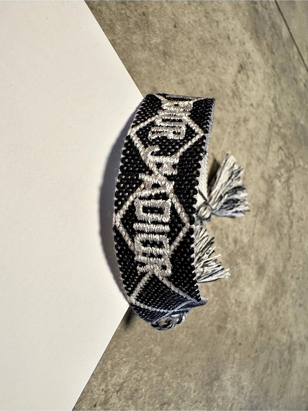 Christian Dior J'Adior Woven Friendship Bracelet Black & White